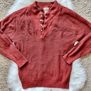 Vintage L.L. Bean Henley Sweater Red Men's Size M